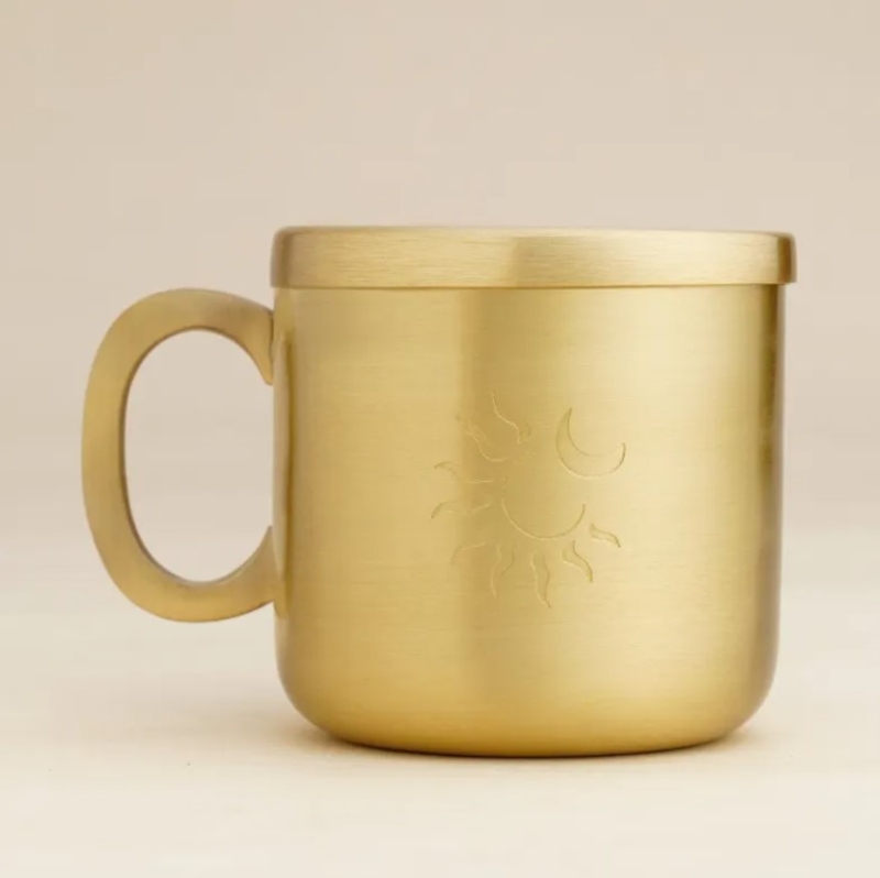 Латунная кружка с крышкой 