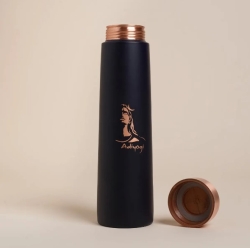 Медная бутылка для воды с надписью Adiyogi, 900 мл