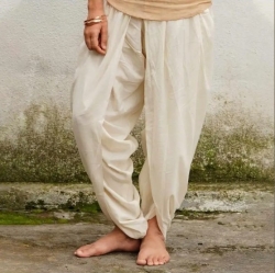Женские брюки Дхоти из 100% органического некрашеного хлопка. - белые.