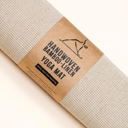 Коврик для йоги ручной работы из бамбука и льна. с противоскользящей подкладкой