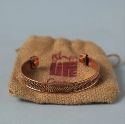 Регулируемая медная манжета с комбинированным медно-латунным покрытием. Двухцветная медная манжета.