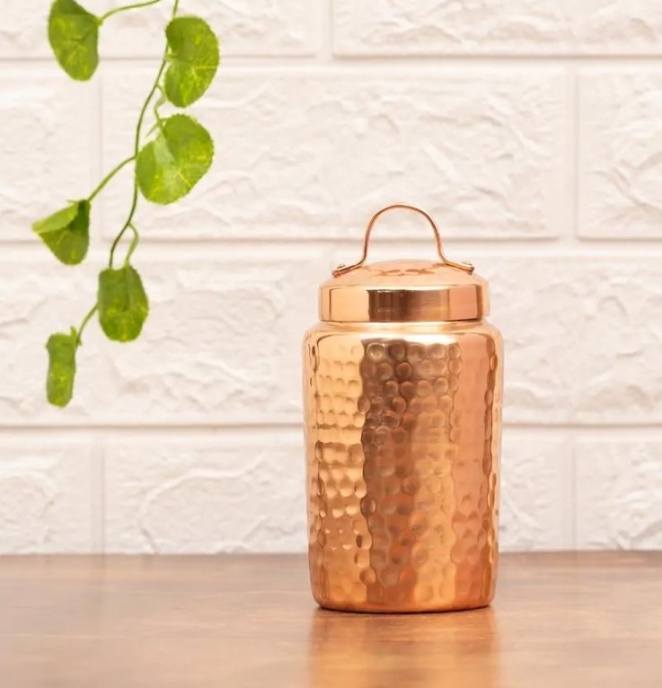 Медный контейнер с кованой крышкой, 450 мл