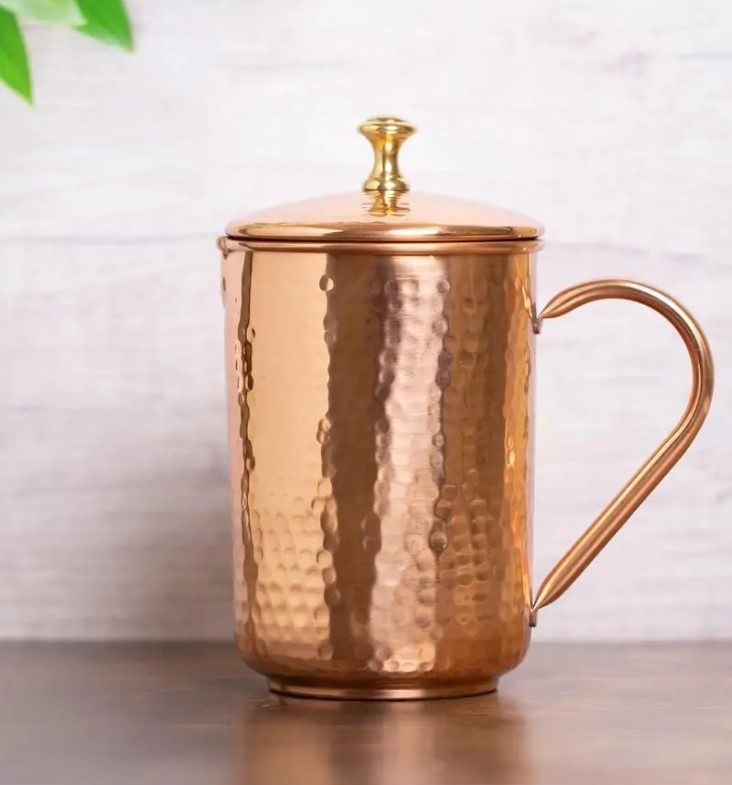 Мідний глечик з кованою кришкою (1,5 л)